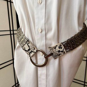 Vintage Faux Snakeskin Belt Silver Armor Like Fish Scale Style Amazing Design